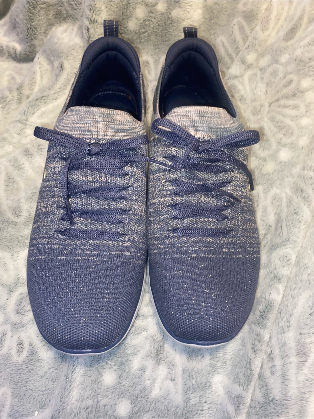 Skechers Women's Navy Knit Lace-Up Sneakers